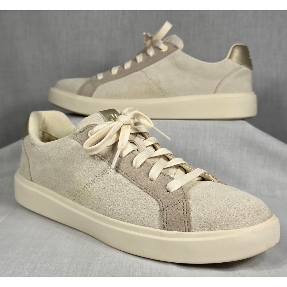 Cole Haan Grand Crosscourt Suede Sneakers Metallic Gold Beige W32152 Women's 8.5